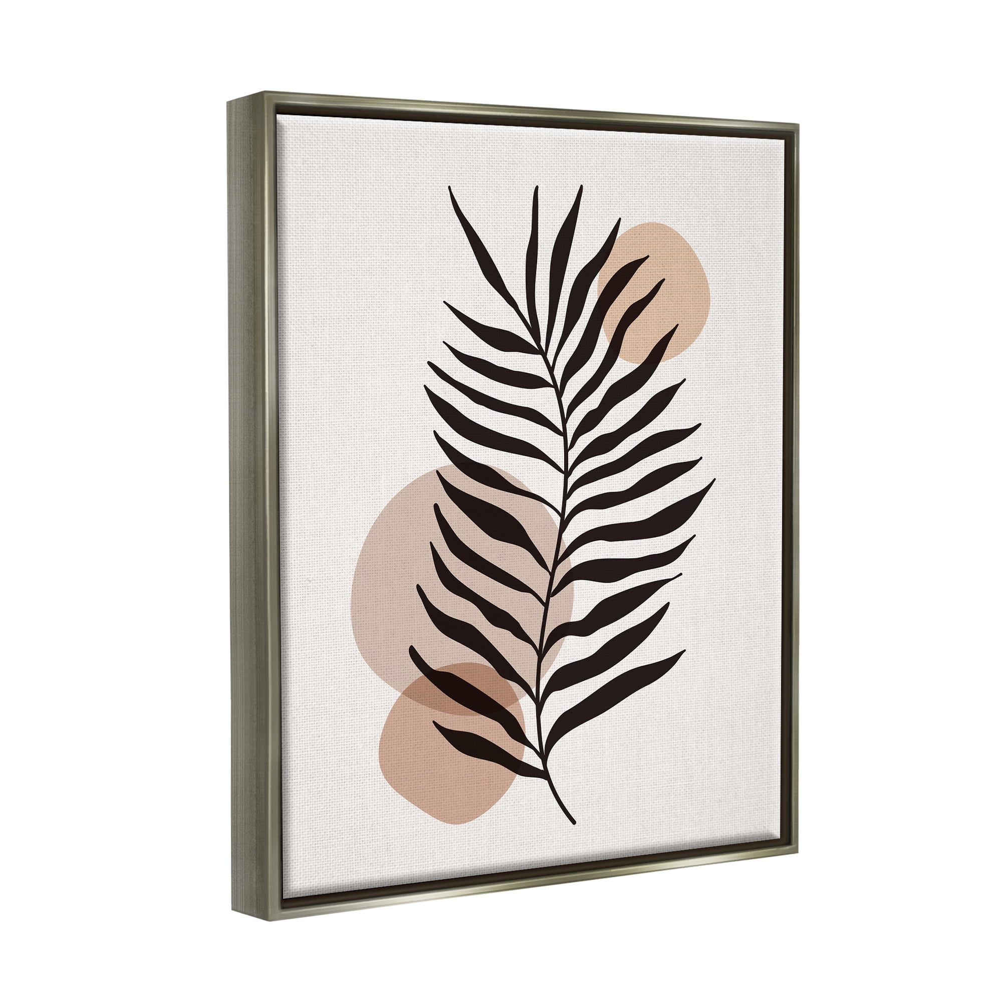 Stupell Industries Beige Boho Frond Botanical & Floral Painting Gray Floater Framed Art Print Wall Art, 25 x 31
