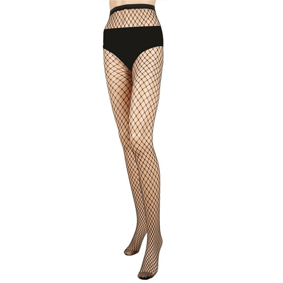 Women's Fishnet Tights TeqHome High Waist Fishnet Pantyhose Stretchy Mesh Hollow Out Tights Stockings With Small Medium Large Hole Choices
