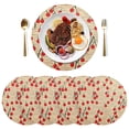 thumbnail image 5 of Ryvnso Cherry Wave Pattern Round Plate Mats Dining Table Placemat Set of 4 for Holiday Decoration, 5 of 7