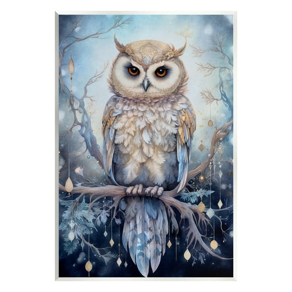 Stupell Industries Owl on Twinkling Branch Animals & Insects Painting Unframed Art Print Wall Art, 10 x 15