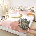 thumbnail image 3 of jejeloiu Geometric Stripe Twin Sheet Set (3-Piece) Bohemian Moon Tropical Plant Microfiber Decor For Adults, 3 of 7