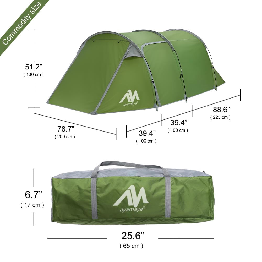 IClover 2 Room Camping Dome Tunnel Tent 3/4 Person Instant Pop Up Backpacking Waterproof Dome Easy Quick Setup Tents for Outdoor Hiking Include Carrying Bag