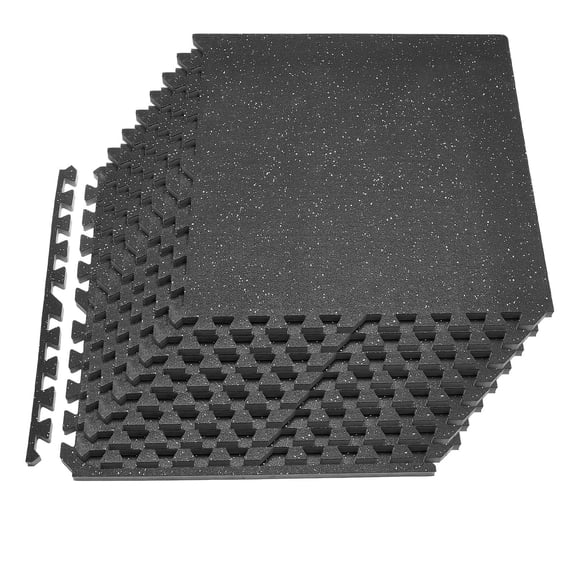 VEVOR Puzzle Exercise Mat, 12 PCS Fitness Equipment Mats, 24 x 24 x 0.56 in, High-Density EVA Foam Mat Set, Interlocking Rubber Soft Tiles,Protective Floor Padding with White Dots for Home Gym Office