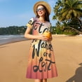 thumbnail image 4 of Balery Not All Who Wander Are Lost Vestidos sueltos de manga corta para mujer, vestidos de verano 2025, vestidos casuales de corte A con vuelo., 4 of 6