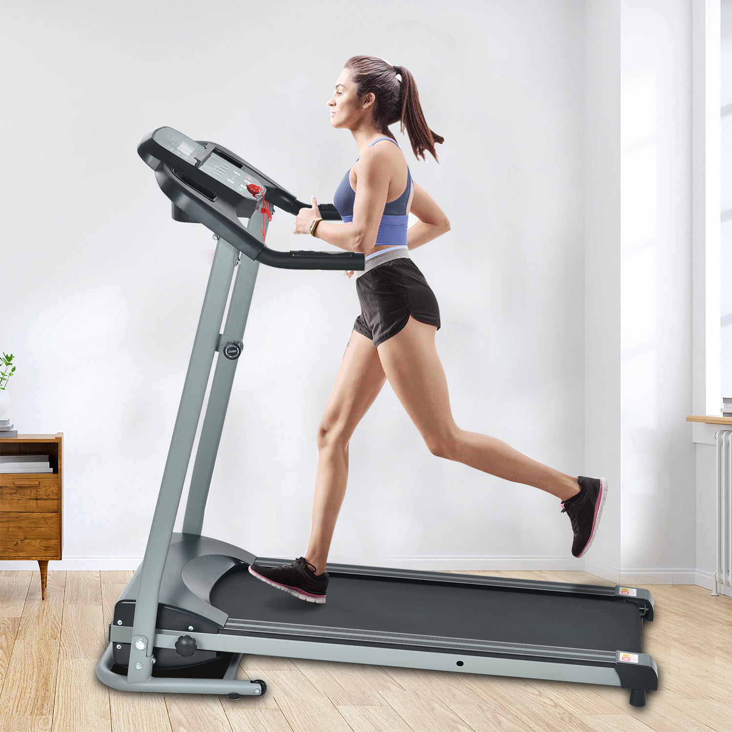 Soozier Foldable Manual Walking Treadmill Health Fitness Equipment Cardio Workout Machine w/Wheels Home Gym 