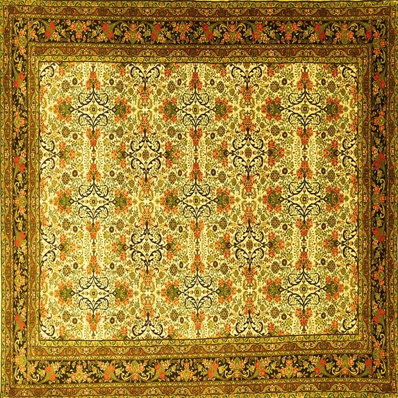 Ahgly Company Indoor Square Persian Yellow Traditional Area Rugs, 8' Square