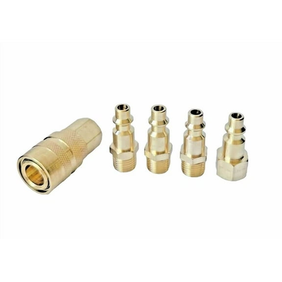 5Pc Solid Brass Quick Coupler Set Air Hose Connector Fittings 1/4, 5Pbf