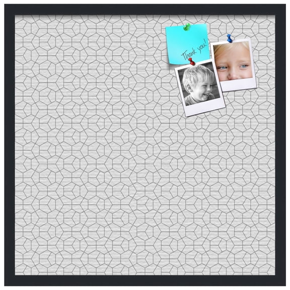 PinPix ArtToFrames 22x22 Custom Cork Bulletin Board Modeco Hex Grey   Poster Board Has a Fabric Style Canvas Finish, Framed in Satin Black (PinPix-1538)