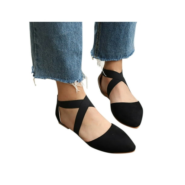 ballet flat with ankle strap