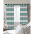 thumbnail image 2 of Aqua Grey White Stripe Blackout Curtains for Bedroom, Rustic Modern Turquoise Striped Room Darkening Window Drapes for Living Room, Thermal Insulated Grommet Curtains, 42x84 inch, 2 Panels, 2 of 9