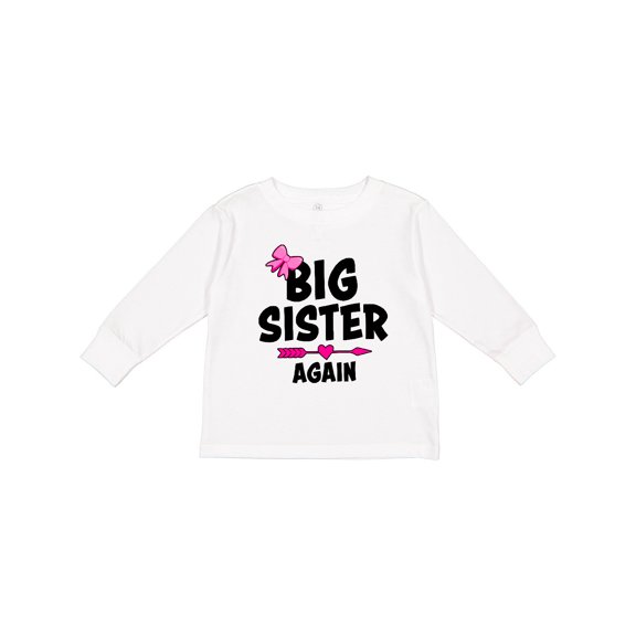Inktastic Big Sister Again with Bow and Arrow Girls Long Sleeve Toddler T-Shirt