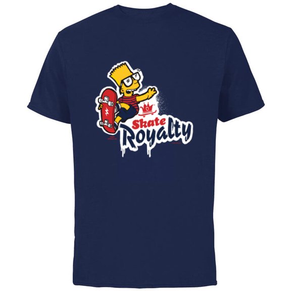 The Simpsons Bart Simpson Skate Royalty - Short Sleeve Cotton T-Shirt for Adults - Customized-Navy
