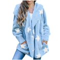 thumbnail image 3 of TIANZEN Casual Winter Jacket With Star Print Lined Warm Cozy Outerwear For Cold Weather Lined Sweater Women Windbreaker Light Winter Jackets for Women, 3 of 7