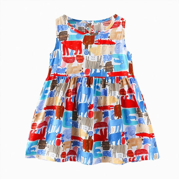 Xudanell Girls Tank Dress Little Girl A-Line Sundress Sleeveless Dress Summer Dresses 2-8Y (Multicolour, 7-8 Years)