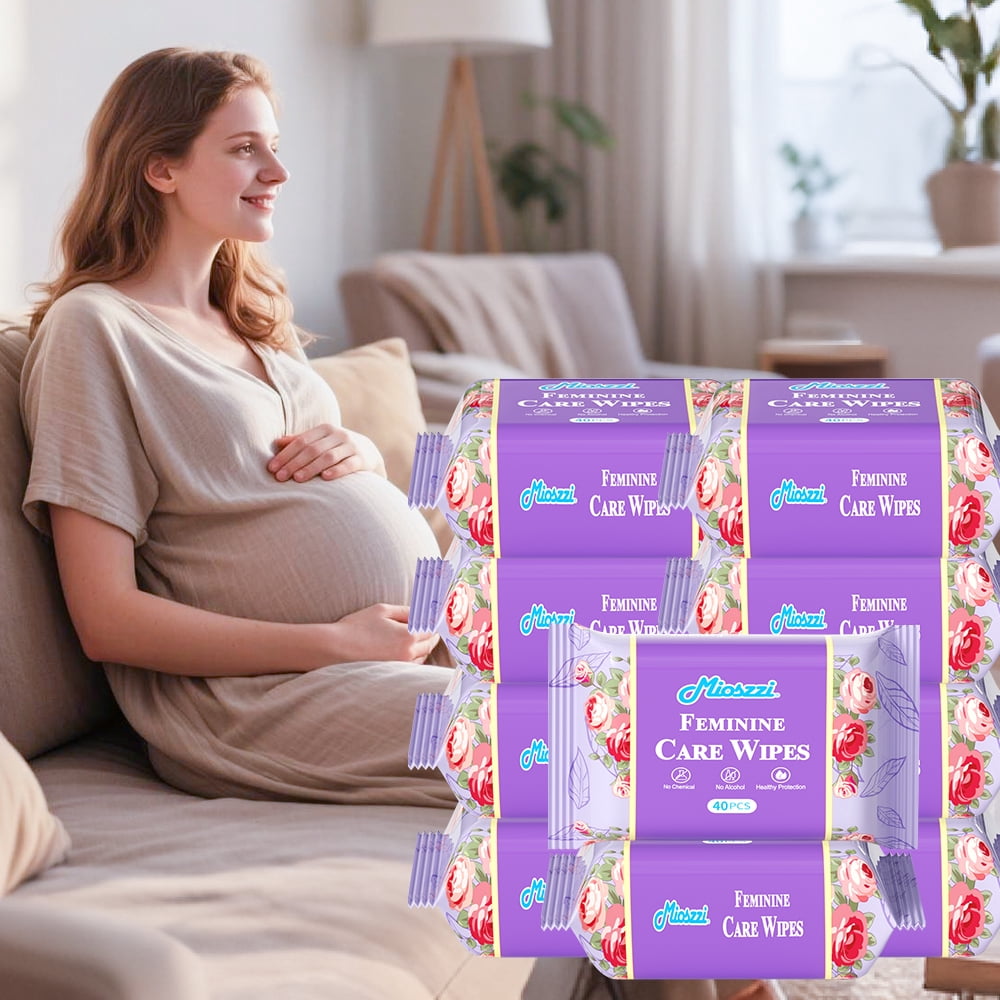 Mioszzi Feminine Cleansing Wipes, Alcohol-Free Gentle Daily Care, 9 Packs, 360 Total Count