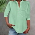 thumbnail image 2 of Save 65% Instantly!Suumer Plus Size Oversized Tshirts for Women Solid Button V-Neck Loose Blouse With Pocket, 2 of 7
