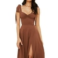thumbnail image 3 of Kmbangi Femmes Été Midi Partie Robe Couleur Unie Sans Manches Robe de Plage Robe de Soirée Fendue Dos Nu, 3 of 5