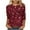 #354-Red, variant on Wowcloth Woman's Printed Pullover Top, Three-Quarter Sleeves with Round Neck, Casual Fashionable Blouse for Daily Wear and Casual Wears