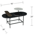 thumbnail image 5 of JERFIT Modern Oval Coffee Table with Storage Shelf, Faux Marble Top and Metal Frame for Living Room, Sofa Table, Black Cocktail Table, 5 of 8