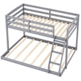 thumbnail image 2 of Costway Twin Over Full Bunk Bed with Integrated Ladder & Safety Guardrails Solid Wood Gray, 2 of 9
