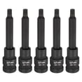 thumbnail image 1 of Uxcell 5pcs M8 Triple Square Bit Socket 100mm/3.94" Length 1/2" Square Drive 12 Point Spline Extension Impact Bit Power Nut Driver Set S2 Steel Socket Ratchet Wrench Bits, Black, 1 of 7