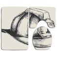 thumbnail image 1 of GOHAO Sketch Style a Firefighter Symbol Fire Department 3 Piece Bathroom Rugs Set Bath Rug Contour Mat and Toilet Lid Cover, 1 of 2