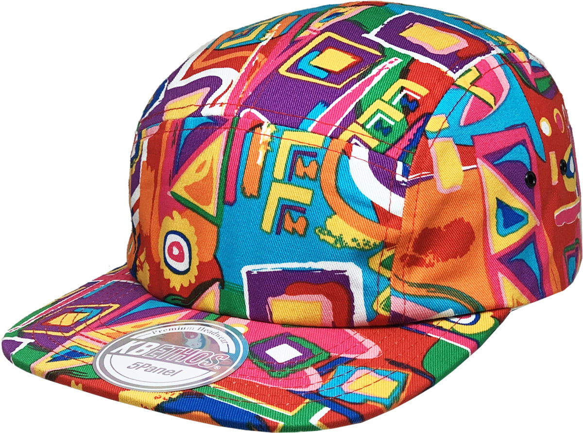 5 Panel Camper Style Aztec Fresh Prince Baseball Cap Adjustable Flat Bill Pipe Hat 