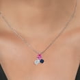 thumbnail image 3 of 925 Silver and 10K Yellow Gold Pink Moissanite and Lab Grown Diamond and Blue Sapphire Pendant Necklace for Women | 2.42 Cttw | Pear Shape 8X6MM | Oval 7X5MM | Round 5MM | with 18 inch Chain, 3 of 4