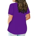thumbnail image 3 of WREESH Womens Fashion T-Shirts Casual Solid Blouse Round Neck Short Sleeve T-Shirt Summer Plus Size Tops Purple, 3 of 6