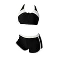thumbnail image 3 of Xnihocha Women 2 Pieces Sport Bra Racerback Crop Tank Top and Athletic Shorts Set Yoga Gym Training Black&White XXL, 3 of 5