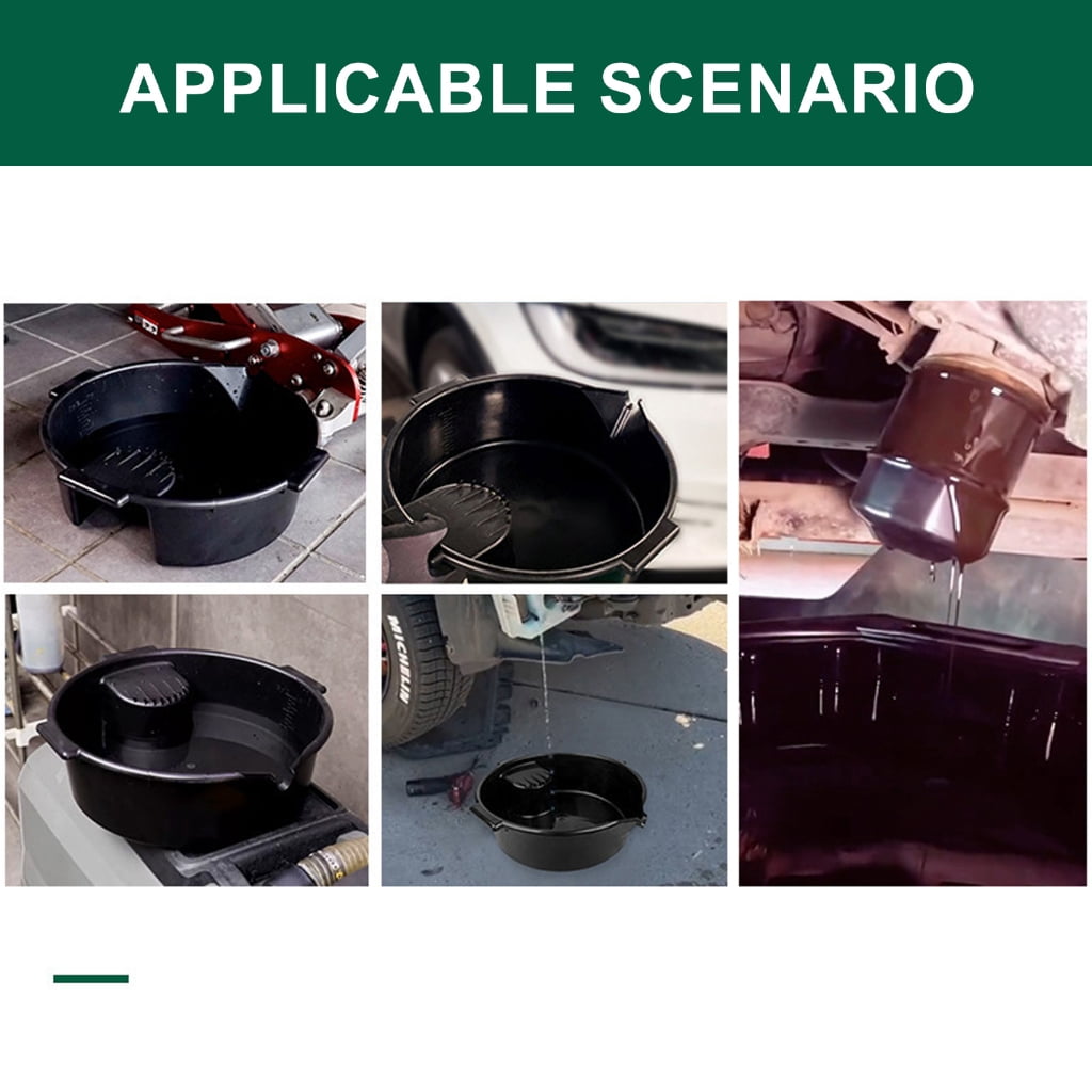 Oil Collection Container with Handle and Scale Oil Collection Tray Oil Drip Catcher Pan Reusable 6L Round Oil Drain Pan