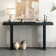 thumbnail image 2 of 59 Inch Console Table, Wooden Rectangular Sofa Table with Distinctive Side Shapes, Farmhouse Entryway Table for Entrance, Hallway, Living Room, Black, 2 of 9