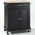 thumbnail image 3 of Pemberly Row 1-Drawer Traditional Wood Kitchen Cart in Black/Natural, 3 of 7