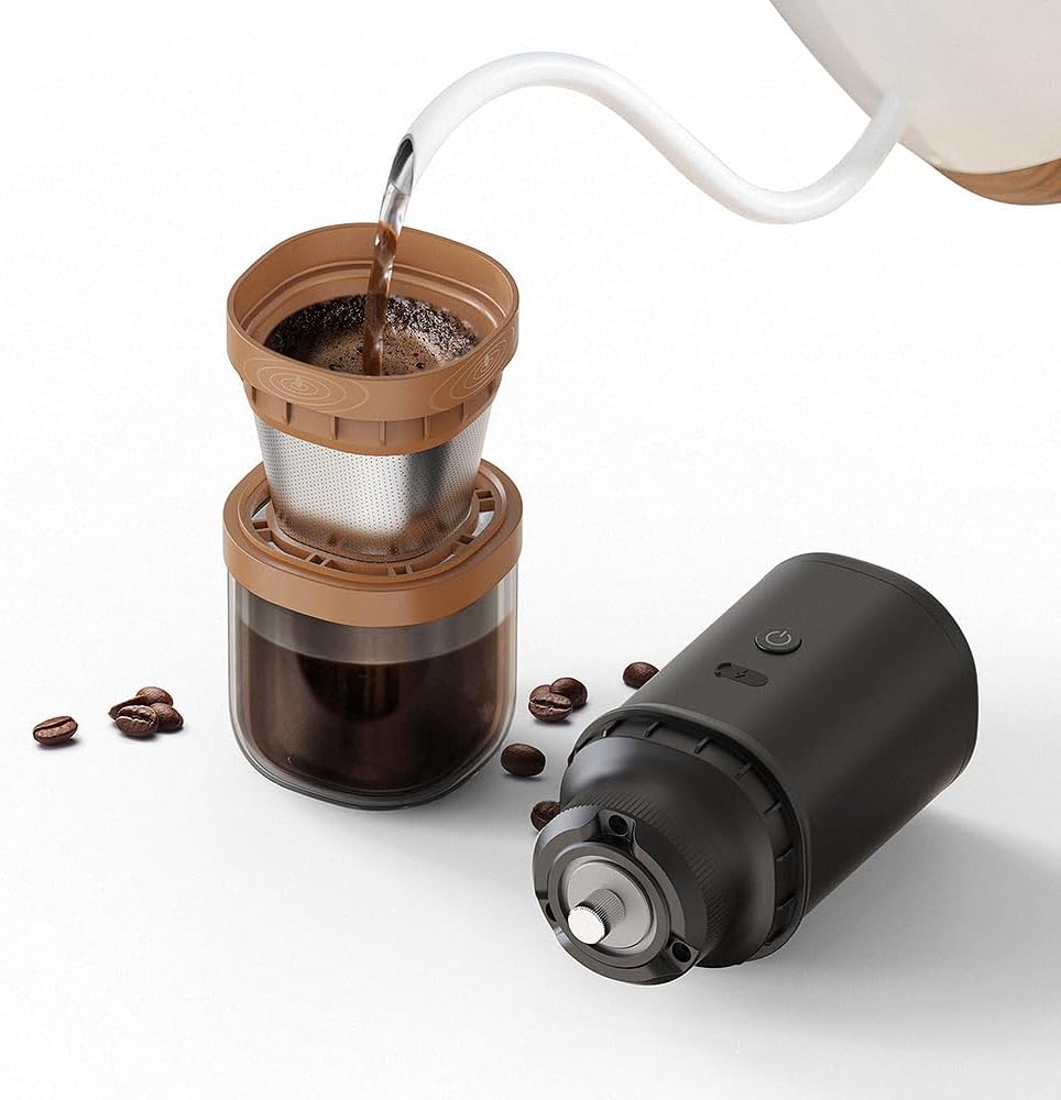 Electric Burr Coffee Grinder Stainless Steel Portable Bean Mill for French Press Drip Pour Over Espresso Outdoor Camping