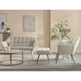 thumbnail image 6 of Guyou Velvet Accent Chair with Ottoman - 32" Wide Plush Lounge Chair for Living Room, Round Tufted Back Armchair, Beige Cozy Reading Chair, 6 of 7