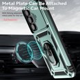 thumbnail image 6 of JTCASES for Samsung Galaxy A15 Case, Heavy Duty Protection Magnetic Car Mount Rotating Stand [Slide Camera Window] Rugged Shockproof Anti-fall Shell for Samsung A15, Darkgreen, 6 of 9