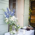 thumbnail image 7 of 6 Pcs Artificial Delphinium Silk Flowers Topboutique Plastic Long Stalk Fake Larkspur with Leaf Faux Hyacinth Flowers for Tall Vase Tabletop Wedding Arrangements Home Decor Dark Blue, 7 of 7