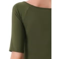 thumbnail image 6 of INSPIRE CHIC Mother's Day Women's Boat Neck Tops Half Sleeves Fitted Layering Soft T-Shirt S Army Green, 6 of 7