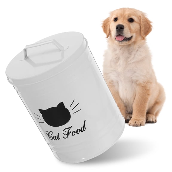 HEANUJJ Small Dog Food Storage Container Metal Airtight Pet Food Storage Bin White Easy Maintenance 1Pack