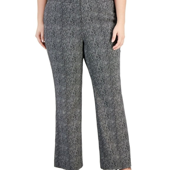 bar III Womens Herringbone Side Slit Casual Trouser Pants, White, 22W