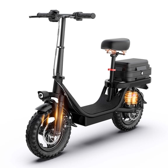 ZEFIORA Electric Scooter for Adults, 800W Peak Motor, Up to 25 MPH 30 Miles Electric Scooter with Seat, 48V 15AH Battery, 14" Foldable Commuting Sit Down E Scooter, Ample Storage for Pet & Cargo