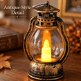 thumbnail image 4 of Flameless Mini Lantern Night Light, Soft Decorative LED Glow, Compact Seasonal Night Light, Ambient Lighting for Bedroom, Table and Mantel, Easy Placement for Home and Party Display, Vintage Bronze, 4 of 12