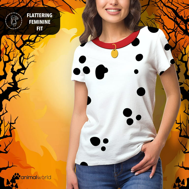 Halloween Womens Dog Dalmatian Red Collar All Over Costume T Shirt