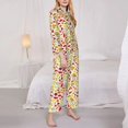 thumbnail image 3 of Gukieu Colorful Leaves Print Women's Long Sleeve Pajama Set, Button Top Elastic Pocket Pajama Pants Two Piece Set Home Wear-XX-Large, 3 of 7