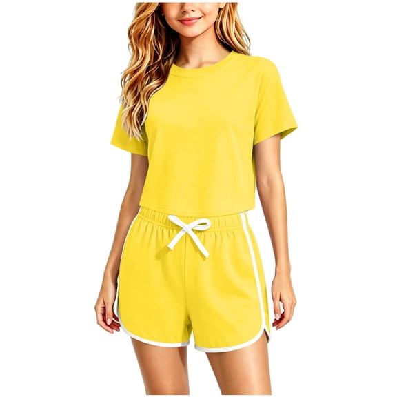 XYAIYT Girls Athletic Short Sets Summer Casual Outfits Sets Crew-neck Basic Tee and Drawstring Shorts