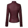 thumbnail image 2 of Made by Johnny Women's Dressy Vegan Leather Biker Jacket S WINE, 2 of 6