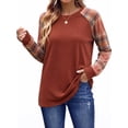 thumbnail image 4 of SPROUTOP Color Block Sweatshirts for Women Raglan Long Sleeve Shirts Casual Crewneck Printed Pullover Tunic Tops, 4 of 11