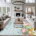 thumbnail image 4 of Easter Area Rugs Collection 5'x8', Country Bunny Feet Eggs Floral Green Wooden Plank Non Slip Indoor Rectangle Throw Runner Rug Floor Mat Carpet for Living Room Dining Table Bedroom Nursery, 4 of 9