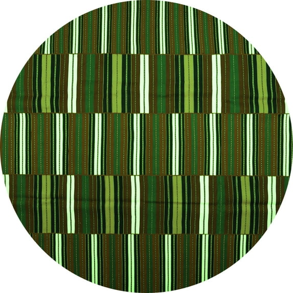 Ahgly Company Indoor Round Oriental Green Traditional Area Rugs, 6' Round