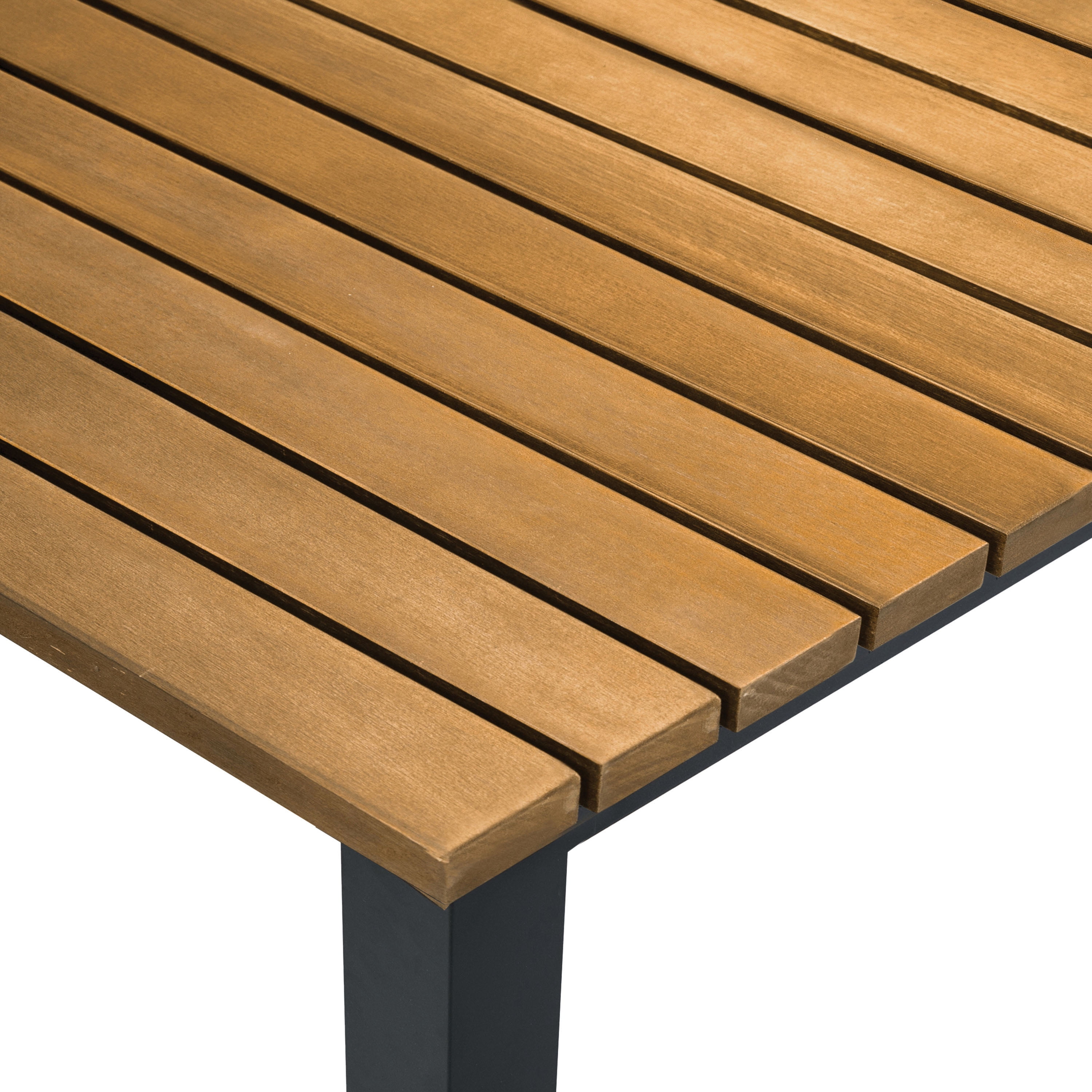 Furniture of America Mack Aluminum Patio Dining Table with Umbrella Hole, Gun Metal